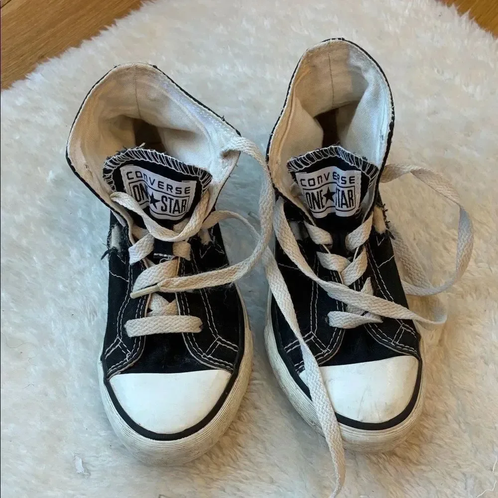 Converse One Star Kids Black and White High-Top Sneakers
